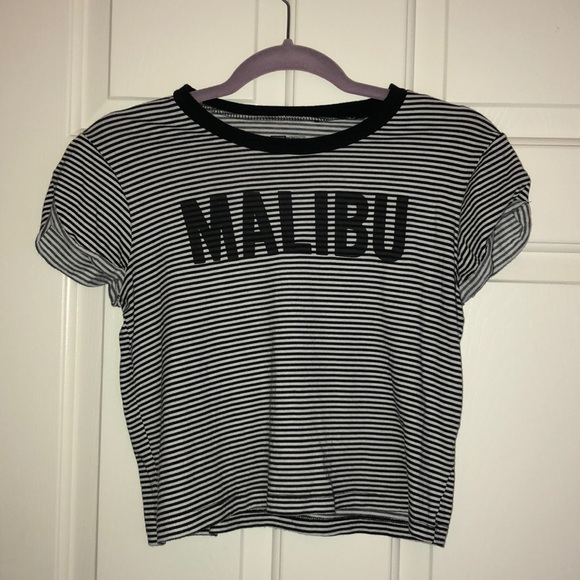 Malibu striped slightly cropped Tee from Pacsun - Picture 1 of 5